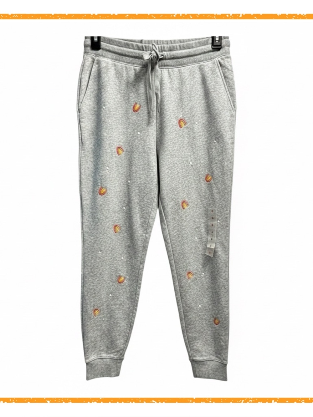 🆕 Old Navy Mid-Rise Rainbow Embroidered Joggers For Women-Size Medium
